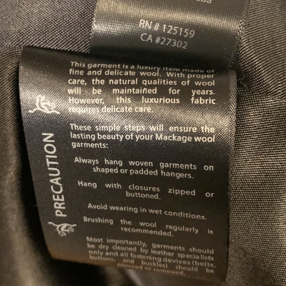 Mackage Wool/Cashmere Coat with Leather Trim, size large - Picture 7 of 9